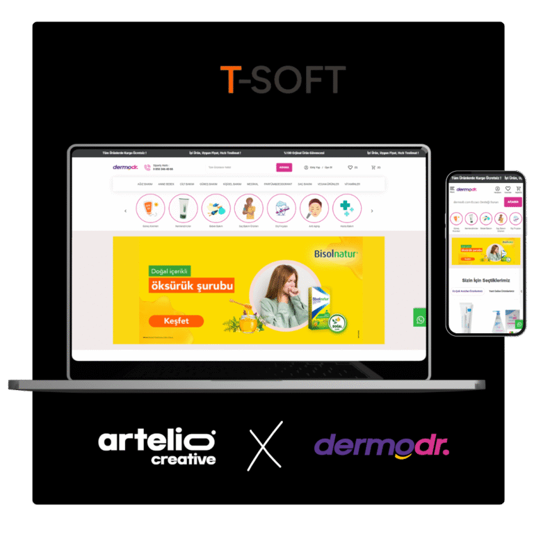 Artelio × Dermodr T-Soft e-ticaret sitesi