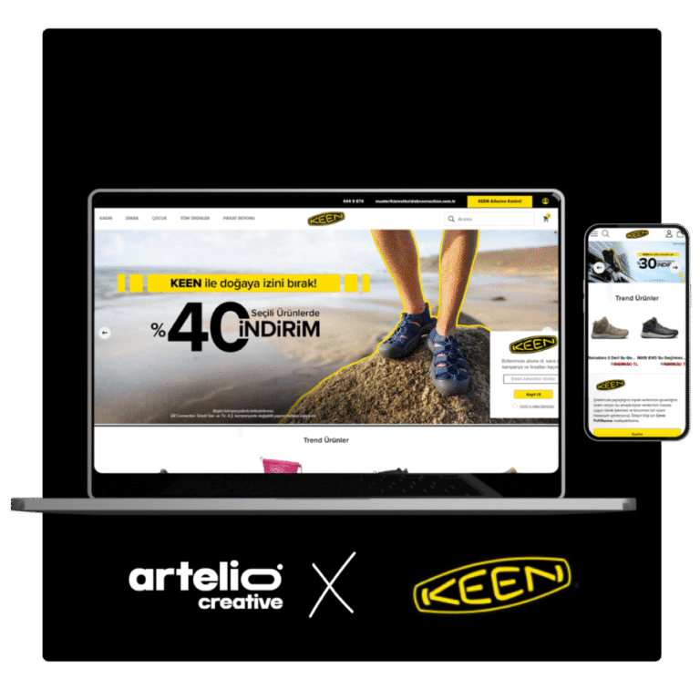 Artelio × KEEN Ticimax e-ticaret sitesi