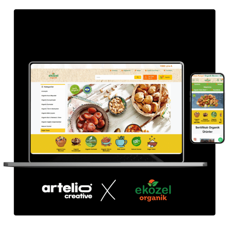 Artelio × Ekozel Organik Ticimax e-ticaret sitesi